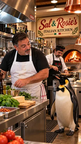 Poster frame from the fictional Penguin Food Critic concept video